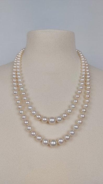 Halsketting - 18 karaat Witgoud Parel - Diamant, Sieraden, Tassen en Uiterlijk, Kettingen