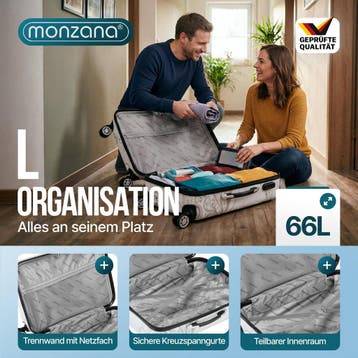 Reiskoffer Butterfly L Polycarbonaat 66L 68x43x27cm, Verzenden, Nieuw