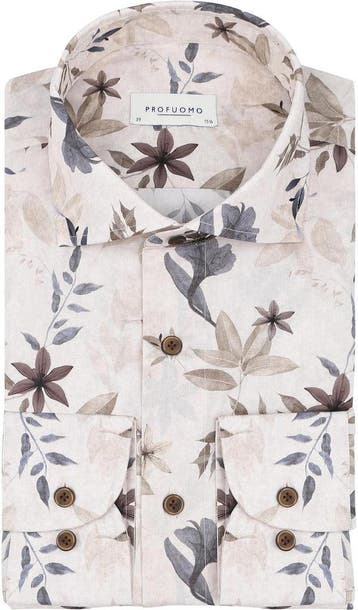 Profuomo Overhemd Bloemenprint Beige maat 39 Heren, Verzenden, Nieuw, Beige, Profuomo