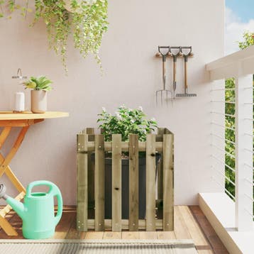 vidaXL Plantenbak met hekontwerp 60x60x60 cm geïmpregneerd, Verzenden, Nieuw, 60 tot 100 cm, 60 cm of meer