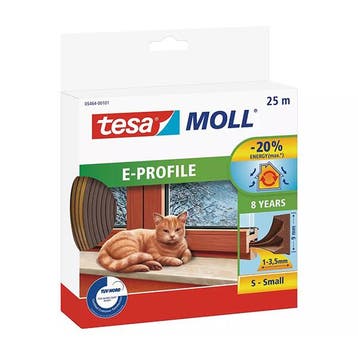 Tochtstrip | Tesa | 25 meter (E-profiel, Zelfklevend, Bruin), Verzenden, Nieuw