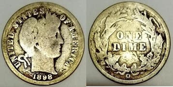 Etats-unis Vereinigte Staaten Km 113 1 Dime 1898 O Barber, Verzenden