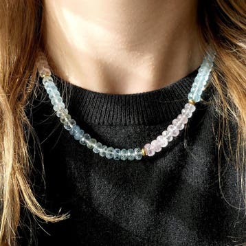 Gouden multi gekleurde kralen ketting, Gebruikt, Ophalen of Verzenden, Met edelsteen, Goud