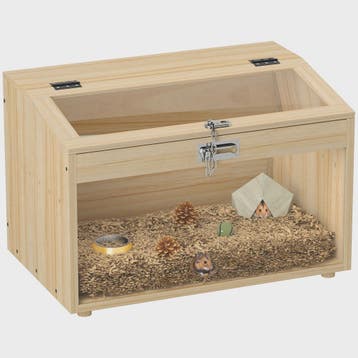 PawHut Houten Hamsterkooi met Acryl Venster - 55x35x35 cm, Dieren en Toebehoren, Verzenden, Nieuw