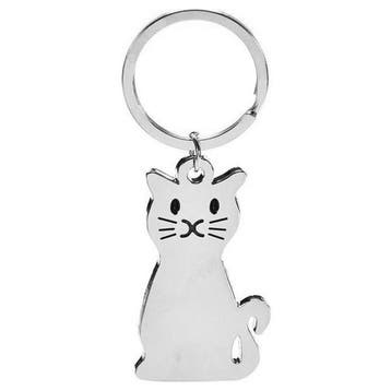 Fako Bijoux - Sleutelhanger Kat / Poes - Zilverkleurig, Verzenden, Nieuw