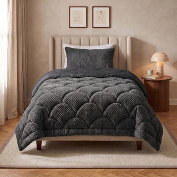 Lazy all-in-one dekbed Teddy fur - antraciet - 140 x 200 cm, Verzenden, Nieuw, Grijs