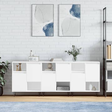 vidaXL Dressoirs 3 st bewerkt hout wit, Verzenden, Nieuw, Overige houtsoorten, Minder dan 50 cm