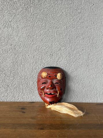 Noh masker - Hout, lak - Negoro-stijl - Okina
