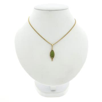 9 karaat hanger met jade (Hanger of bedel), Ophalen of Verzenden, Gebruikt, Goud, Overige merken