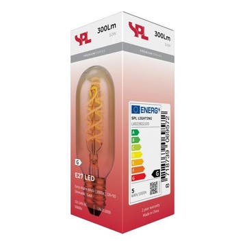 SPL LED buislamp E27 5W 300lm 2000K Goud Dimbaar T45x110, Ophalen of Verzenden, Nieuw