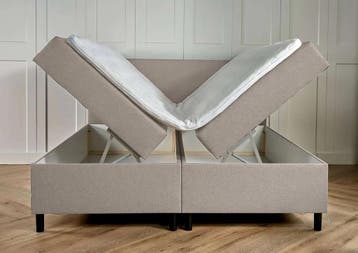 Boxspring met opbergruimte Bologna 160 200 Beige, Verzenden, Beige, 200 cm, Modern