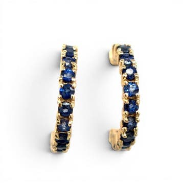 Oorbellen - 14 karaat Geel goud - 1.38ct. tw. Saffier -, Nieuw