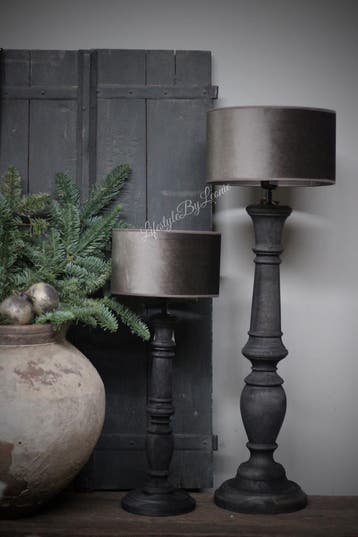 Velvet cilinder lampenkap Zinc taupe 30 cm, Ophalen of Verzenden, Nieuw