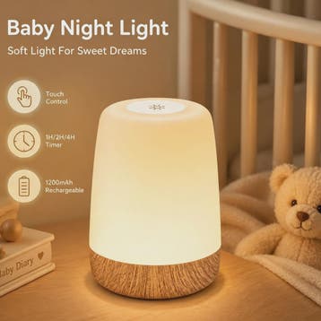 Oplaadbare Baby Nachtlampje met Kleurkeuze & Timer - Draagba, Verzenden, Nieuw