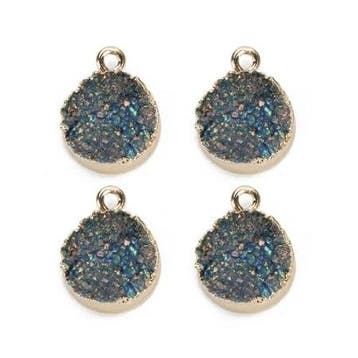 1 x  resin hanger druzy quartz 13,5 mm granula-gold (Bedels), Ophalen of Verzenden, Nieuw, Bedel