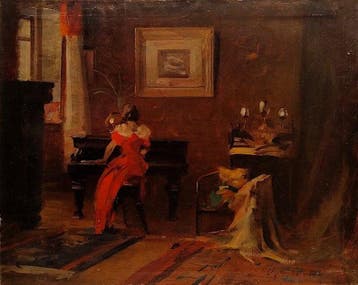 Vigh Bertalan (1890-1946) - Donna seduta al pianoforte