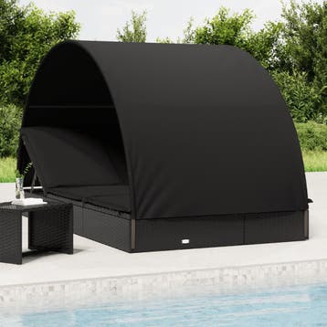 vidaXL Ligbed 2-persoons met rond dak 211x112x140 cm poly, Tuin en Terras, Ligbedden, Verzenden, Nieuw