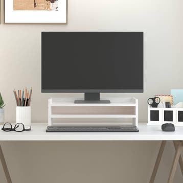 vidaXL Monitorstandaard 50x24x16 cm massief grenenhout wit, Computers en Software, Verzenden, Nieuw