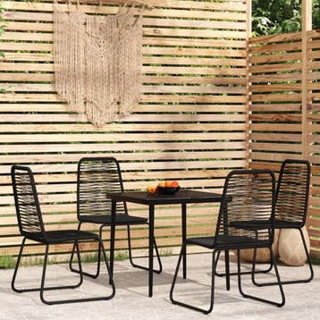 vidaXL 5-delige Tuinset zwart, 4 zitplaatsen, Verzenden, Nieuw, Rvs