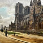 Franse school (XX) - Aux abords de Notre-Dame de Paris - NO, Antiek en Kunst