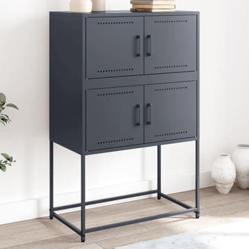 vidaXL Dressoir 68,5x38,5x107 cm staal antracietkleurig, Huis en Inrichting, Verzenden, Nieuw, Metaal, Minder dan 50 cm