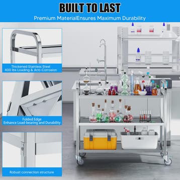 Professionele 3-Laags RVS Trolley met Wielen - Stil en Duurz, Verzenden, Nieuw
