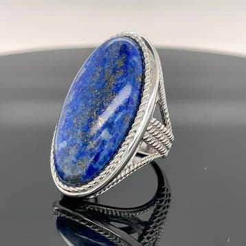 Zilver - Ring - lapis lazuli, Antiek en Kunst