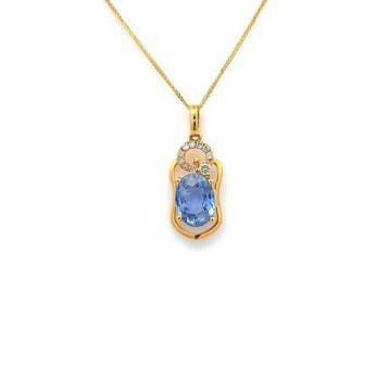 Ketting met hanger - 14 karaat Geel goud - 1.20ct. tw.