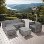 Wicker lounge Lignano met fauteuil - grijs, Verzenden, Nieuw
