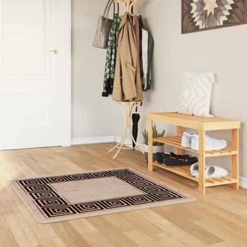 vidaXL Vloerkleedloper MARSA Beige en zwart 100 x 100 cm, Verzenden, Nieuw, Zwart
