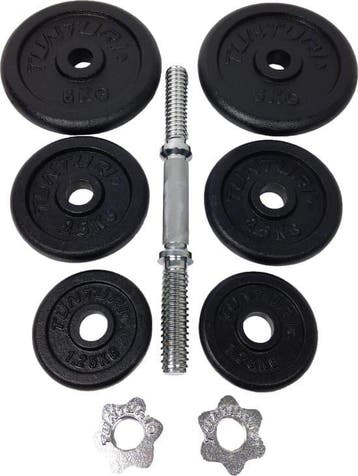 Tunturi Dumbell Gietijzer totaal 20kg - Halterset met, Sport en Fitness, Fitnessmaterialen, Ophalen of Verzenden, Nieuw