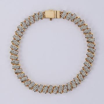 Tennis armband - 14 karaat Geel goud - 2.42ct. tw. Diamant, Sieraden, Tassen en Uiterlijk, Antieke sieraden