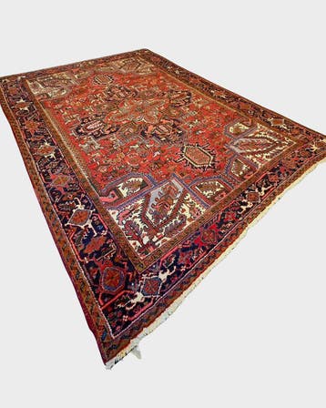 groot Perzisch tapijt Heriz 365x255 Wollen vloerkleed Iran, 200 cm of meer, Bruin, Zo goed als nieuw, 200 cm of meer