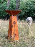 Standaard - Cortenstaal - Cortenstalen sokkel / bloemen zuil, Antiek en Kunst