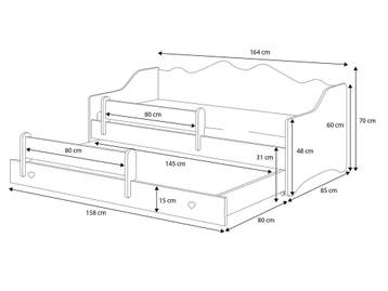 Kinderbed Emma 160x80 | Bedbank | Nieuw | Scherpe Prijs, Nieuw, 70 tot 85 cm, Ophalen of Verzenden, Lattenbodem