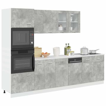 vidaXL 7-delige Keukenset Lyon bewerkt hout betongrijs, Huis en Inrichting, Keuken | Keukenelementen, Verzenden, Nieuw, Grijs