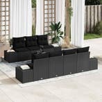 vidaXL Tuin Sofa Set met kussen met opslag 8 pcs Zwart poly, Verzenden, Nieuw, Rotan