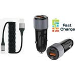 Autolader USB-A & USB-C met USB-C Oplaadkabel - Snellader, Ophalen of Verzenden, Nieuw