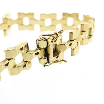 Gouden Bismarck schakelarmband, Sieraden, Tassen en Uiterlijk, Armbanden, Ophalen of Verzenden, Gebruikt, Goud, Goud