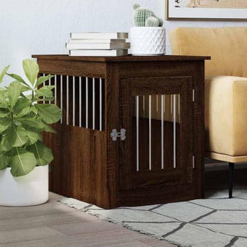 vidaXL Hondenbench 55x75x65 cm bewerkt hout bruin eikenkleur, Verzenden, Nieuw