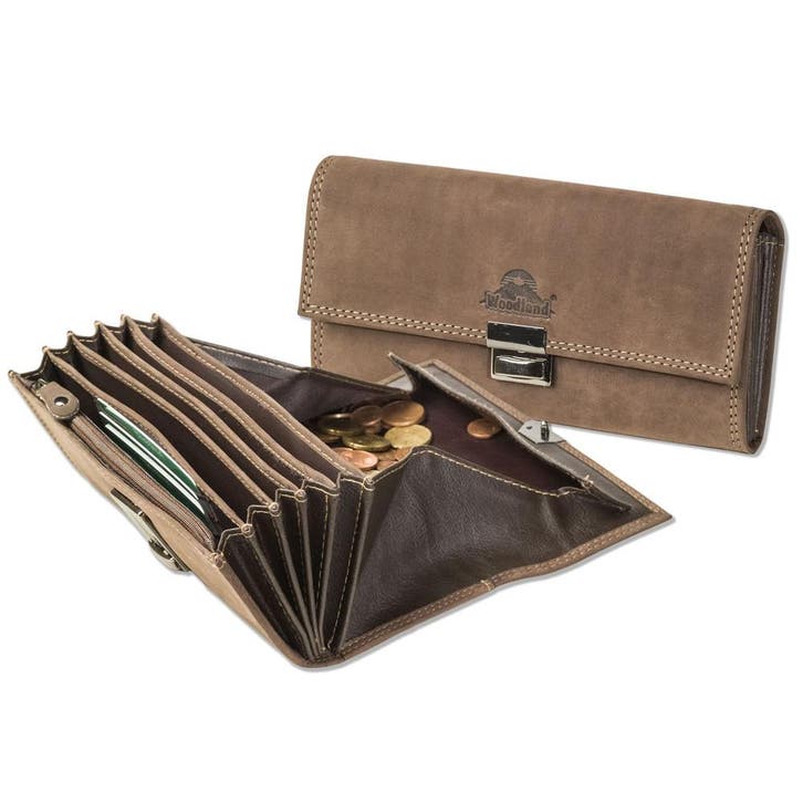 Woodland Leren Kelner Portemonnee met Ladderslot Bruin, Sieraden, Tassen en Uiterlijk, Portemonnees, Bruin, Overige merken, Leer