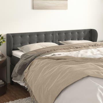 vidaXL Hoofdbord met randen 203x23x78/88 cm fluweel, Huis en Inrichting, Verzenden, Nieuw, Grijs, Stof