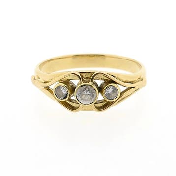 Gouden ring met zirconia, Gebruikt, 19 tot 20, Ophalen of Verzenden, Met edelsteen