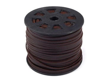 Koord kunstleer chocolade bruin 2.5mm x 1.5mm 5meter, Ophalen of Verzenden, Nieuw