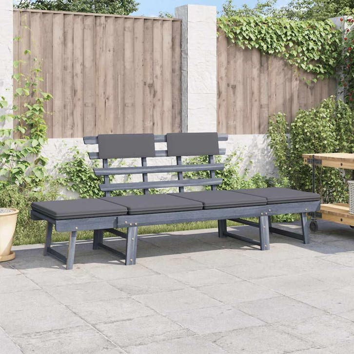 vidaXL Tuinbank met kussens 2-in-1 190 cm massief acaciahout, Tuin en Terras, Tuinbanken, Nieuw, Hout, Verzenden