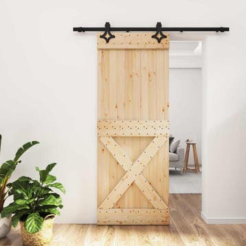 vidaXL Schuifdeur 80 x 210 cm Massief Grenenhout, Verzenden, Nieuw