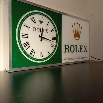 ROLEX ILLUMINATED SIGN WITH CLOCK - ROLEX VERLICHT