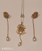 2-delige sieradenset - 18 karaat Geel goud Parel - Marca, Sieraden, Tassen en Uiterlijk, Antieke sieraden