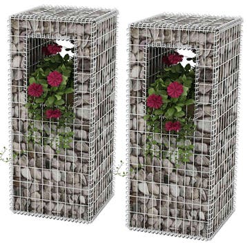 vidaXL Schanskorf palen/plantenbakken 2 st 50x50x120 cm, Verzenden, Nieuw