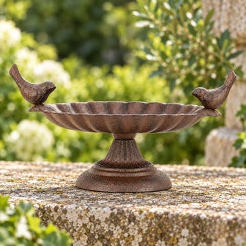 Decoratief ornament - Gietijzeren vogelbad op voet -